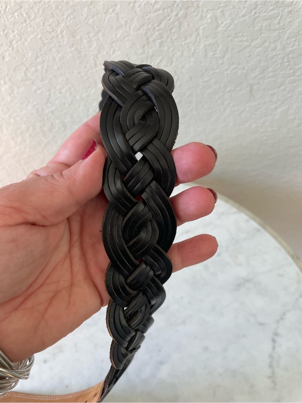 Vintage Brighton Black Leather Braided Belt with Ornate Buckle - Picture 2 of 8